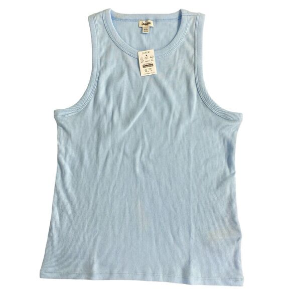 NWT J.Crew Factory High Neck Ribbed Tank Top Women's XXL Blue Breeze Stretch - Picture 3 of 5